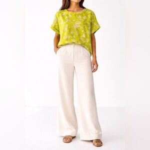 Vince Camuto Green Boxy Cuffed Sleeve T-Shirt NWT